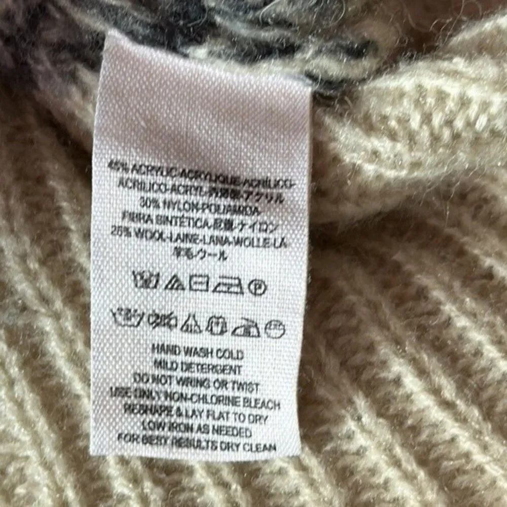 Free People Small Gray Black Animal Print Cardigan Sweater Acrylic
